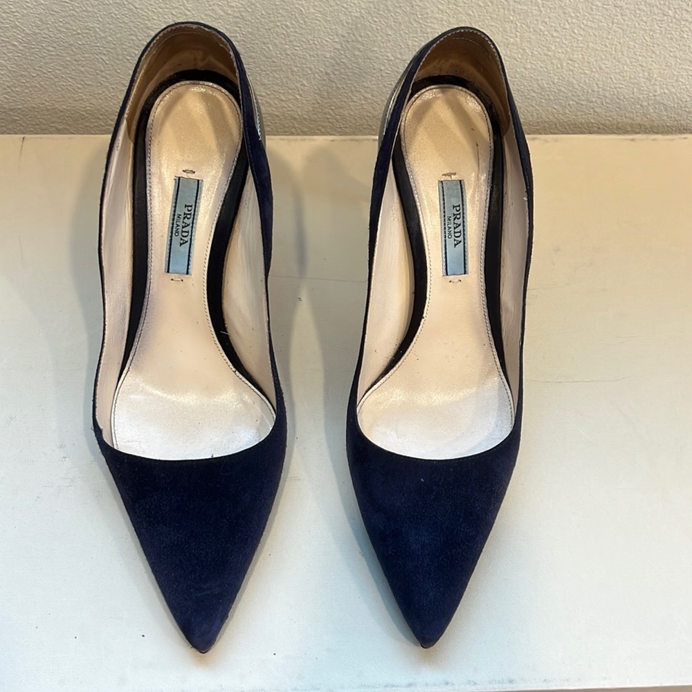 Prada Navi Blue & Silver Pumps